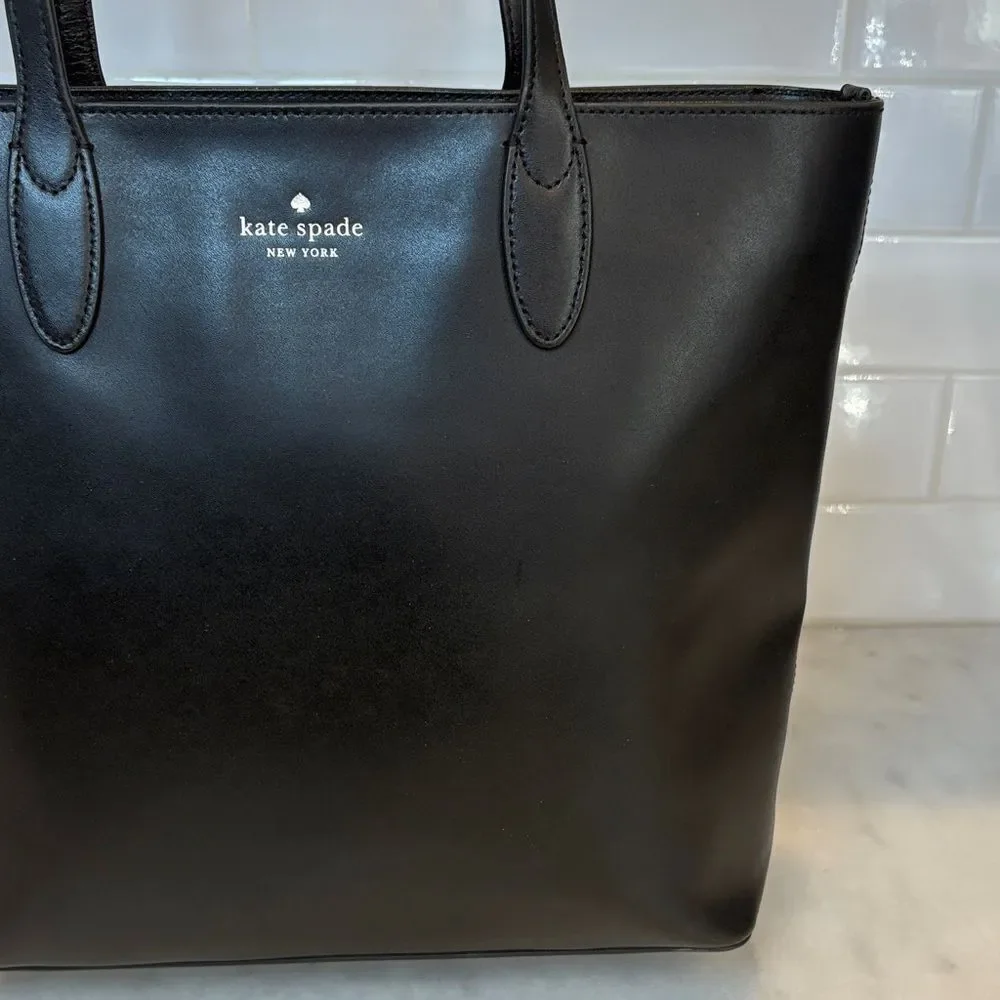 Kate Spade Bag Purse Handbag Leather Large Shopper Tote Black Pocketbook